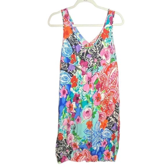 Jams World Womens Multicolor Floral Scoop Neck Sleeveless Sundress Medium - Picture 1 of 5
